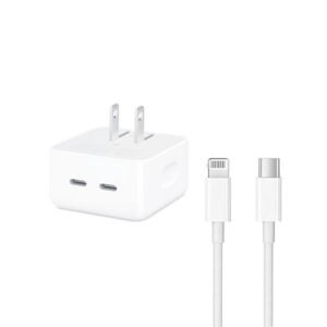 50W Dual USB-C Charger with Lightning Cable — US Plug