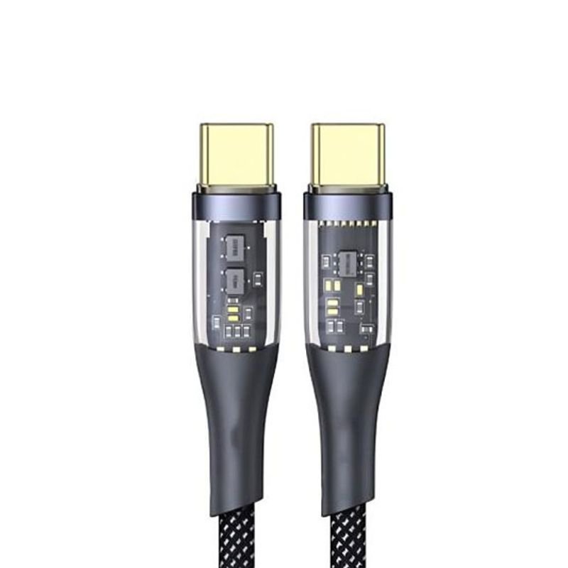 aspor-a153-240w-usb-c-pd-cable-with-led-1-8m Aspor A153 240W USB-C PD Cable with LED — 1.8m