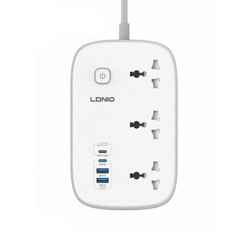 ldnio-sc6-45w-gan-power-extension-3-ac-sockets-4-usb-ports LDNIO SC6 45W GaN Power Extension — 3 AC Sockets, 4 USB Ports